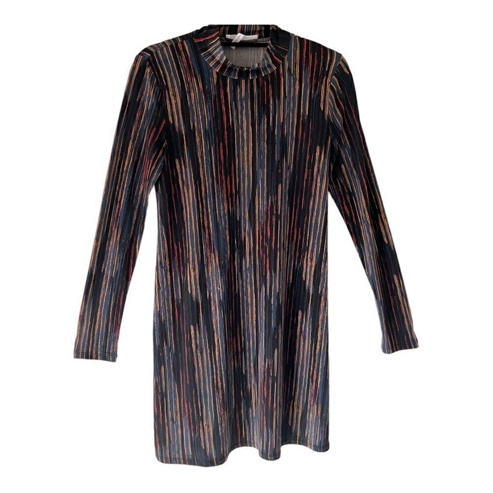 BCBGeneration Long Sleeve Casual Multicolor Mock Neck Striped Dress Size Small‎